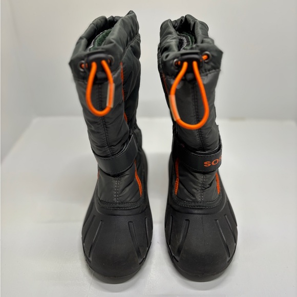 Sorel Kids Youth Size 3 Winter Snow Boots Gray Orange Waterproof Insulated - Picture 4 of 13
